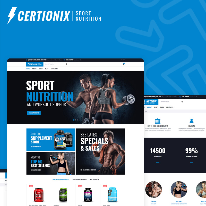 Certionix - шаблон WooCommerce интернет-магазина спортивного питания