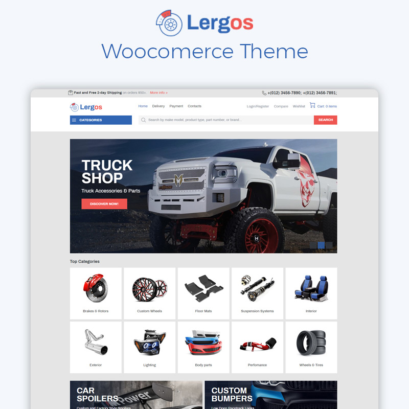 WooCommerce шаблон Lergos - Car Spare Parts ECommerce Classic Elementor