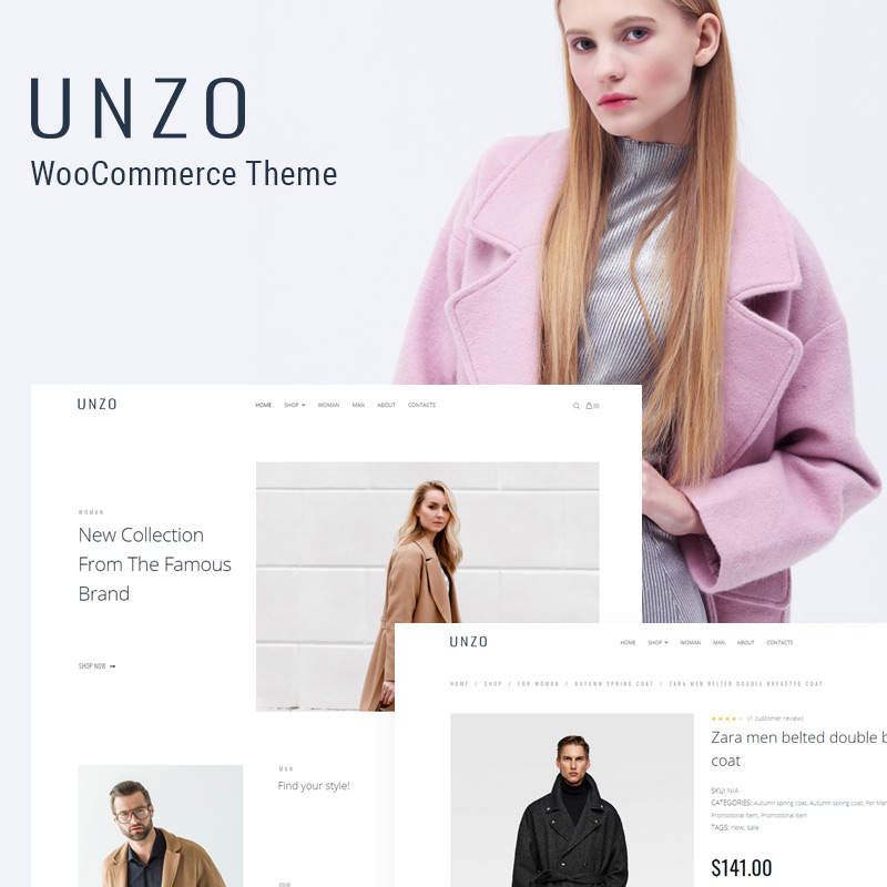 WooCommerce шаблон Unzo - Apparel Shop ECommerce Minimal Elementor