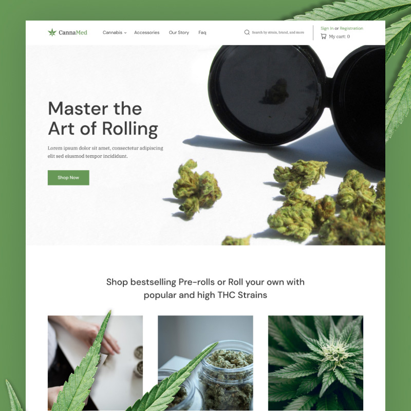 WooCommerce шаблон CannaMed - Stylish Medical Marijuana